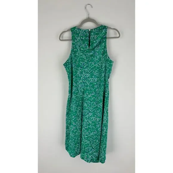 Banana Republic Floral Asymmetrical Sleeveless Dress Womens 10 Green Blue Satin - Picture 9 of 9